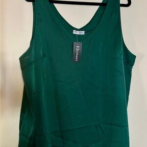 NWT Satin Emerald Sleeveless Blouse